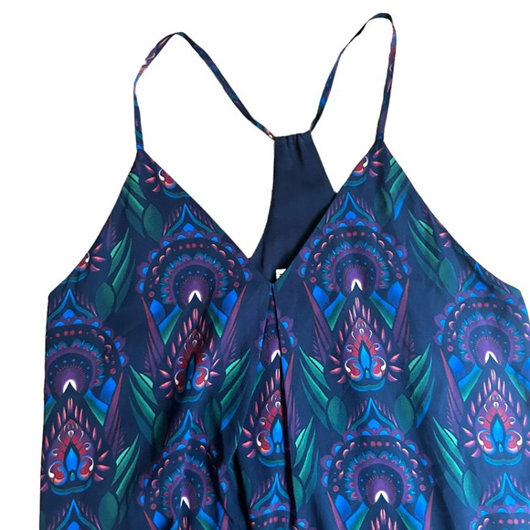 Alice & Olivia Abstract Printed Silk Cami Racerback Dress Black Red Size Medium - Picture 3 of 10